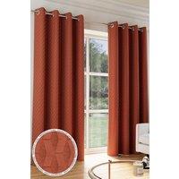 Enhanced Living Velvet Embossed Thermal Dimout Curtains for Bedroom & Living Room in Orange | Size: 117 cm width x 183 cm drop