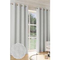 Enhanced Living Tokyo' Grey Velvet Embossed Eyelet Thermal Dimout Curtain Pair | Size: 168 cm width x 183 cm drop