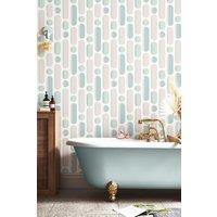 Envy Morse Rose / Sage Geometric Wallpaper in Pink | Size: 10000mm x 520mm
