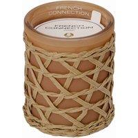 French Connection Cedarwood & Citrus Scented Jar Candle with Woven Rattan - Luxury Gift in Beige | Size: Large