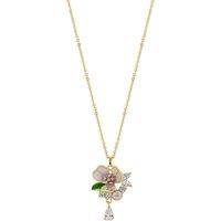 Spero London Women's Pansy Violet Floral Necklace in Sterling Silver in Gold
