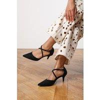 Where's That From Women's 'Callie' Crossover Front Strap Stiletto Court Heel in Black | Size: 7