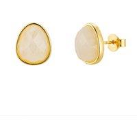 Harfi Women's Fiery Moonstone Pear Shaped Stud Gold Plated Earrings