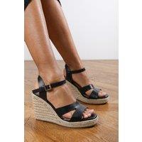Where's That From Women's 'Annabelle' Faux Leather Two Part Flatform Sandal in Black | Size: 8