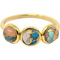 Harfi Women's Minimalist Opal Turquoise Gemstone Gold Vermeil Ring | Size: 57 (P)
