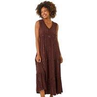 Roman Women's Sequin Tiered Maxi Dress in Chocolate | Size: 12