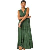 Roman Women's Sequin Tiered Maxi Dress in Dark Green | Size: 12