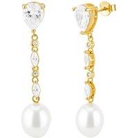 Harfi Women's Elegant Baroque Pearl Gold Plated Dangle Drop Earrings