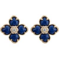 Latelita Women's Flower Clover Lapis Lazuli Stud Earrings Gold in Blue