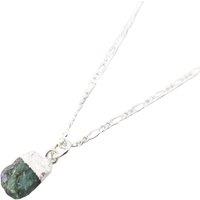 Harfi Women's Raw Emerald Sterling Silver May Birthstone Necklace | Size: 18 inches