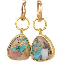 Harfi Women's Opal Turquoise Gemstone Gold Vermeil Hoop Earrings