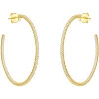 Spero London Women's Sterling Silver Large Stud Hoop Earring With Interior Gemstones in Gold