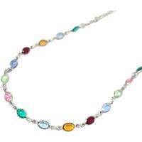 Harfi Women's Colourful Multi Gemstone Sterling Silver Chain Necklace | Size: 18 inches