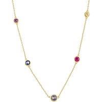 Harfi Women's Delicate Multi Gemstone Crystal Gold Plated Necklace | Size: 18 inches