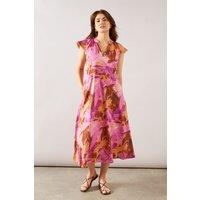 Wallis Women's Tropical Print Smock Dress in Orange | Size: 14