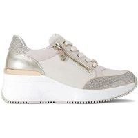 Carvela Women's 'Skyline Wedge Sneaker' Leather Trainers in Gold | Size: 7