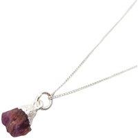 Harfi Women's Raw Ruby Sterling Silver July Birthstone Necklace | Size: 18 inches