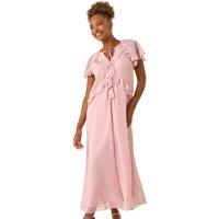 Metallic Dobby Frill Midi Dress