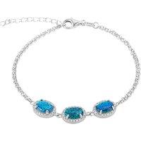 Spero London Women's Sterling Silver Green Opal Halo Bracelet