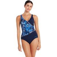 Zoggs Women's Sapphire Wrap Front One Piece Swimsuit in Navy | Size: 8