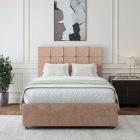 Bedmaster Luxury Velvet 2 Drawer Divan Base & Square Headboard in Light Brown | Size: Small Single