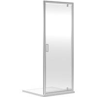 Balterley Toughened Safety Glass Reversible Pivot Shower Door Chrome 6mm 800mm in Silver