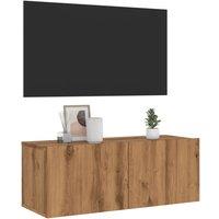 Berkfield Home Wall Mounted TV Cabinet Artisan Oak 80x30x30 cm Engineered Wood in Brown | Size: 80 x 30 x 30 cm