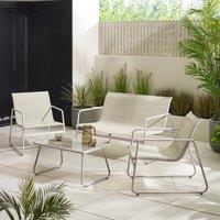 FurnitureboxUK Naxos 4 Seat Outdoor Conversation Set With Chairs, Sofa & Table in Cream
