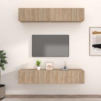 Berkfield Home TV Cabinets 4 pcs Sonoma Oak 80x30x30 cm Engineered Wood in Brown | Size: 80 x 30 x 30 cm