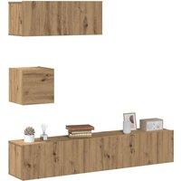 Berkfield Home 4 Piece TV Cabinet Set Wall-mounted Artisan Oak Engineered Wood in Brown