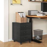 HOMCOM File Cabinet with 3 Drawers, Under Desk Mobile Filing Cabinet Black
