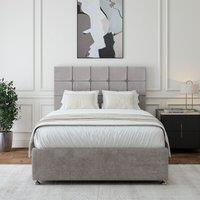 Bedmaster Luxury Velvet 4 Drawer Divan Base & Square Headboard in Light Grey | Size: Double