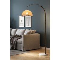 Vintage Style Floor Lamp with Fabric Lampshade and Marble Base