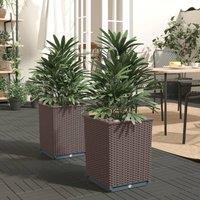 Berkfield Home Planters 2 pcs Brown 30x30x37 cm Polypropylene | Size: 30 x 30 x 37 cm