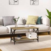 Berkfield Home Coffee Table Sonoma Oak 80x45x45 cm Engineered Wood & Iron in Brown | Size: 80 x 45 x 45 cm