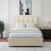Bedmaster Luxury Velvet Divan Base & Square Headboard in Natural | Size: Double