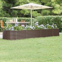 Berkfield Home Garden Raised Bed Powder-coated Steel 296x80x36 cm Brown | Size: 296 x 80 x 36 cm