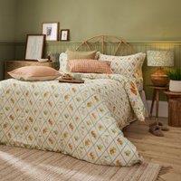Voyage Maison Peach Harvest Printed 100% Cotton Duvet Cover Set in Orange | Size: Super King