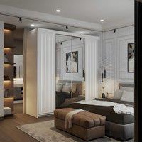 Sliding Wardrobes 4U Modern Double Sliding Wardrobe with LED Light W203cm x H217cm x D62cm in White
