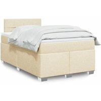 Box Spring Bed with Mattress Cream 120x190 cm Fabric