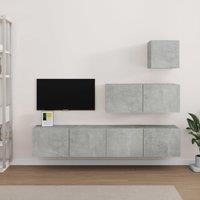 Berkfield Home 4 Piece TV Cabinet Set Concrete Grey Engineered Wood