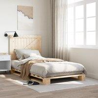 Berkfield Home Bed Frame without Mattress with Headboard 100x200 cm Solid Wood in Brown