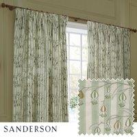 Sanderson Chinese Lanterns Embroidered Room Darkening Pencil Pleat Curtains in Light Green | Size: 168 cm width x 183 cm drop