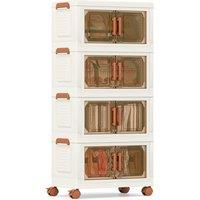 Gymax 4-Pack Stackable Storage Boxes 208L Collapsible Plastic Storage Bins in White