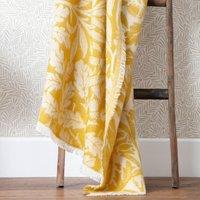 Morris & Co Acorn Tonal Jacquard Throw in Gold | Size: 130 cm x 170 cm