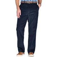 Chums Men's Cotton Corduroy Trousers with Hidden Extra Waistband in Navy | Size: 34XL