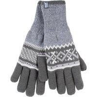 Heat Holders Men's Nordic Fairisle Knitted Fleece Lined Winter Thermal Gloves in Grey | Size: S/M
