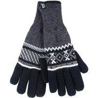 Heat Holders Men's Nordic Fairisle Knitted Fleece Lined Winter Thermal Gloves in Black | Size: Large/XL