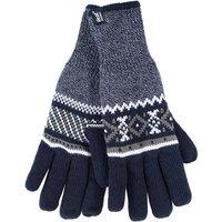 Heat Holders Men's Nordic Fairisle Knitted Fleece Lined Winter Thermal Gloves in Navy | Size: S/M