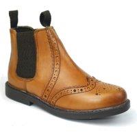 Frank James Men's Leather Brogue Chelsea Ankle Boots in Tan | Size: 3